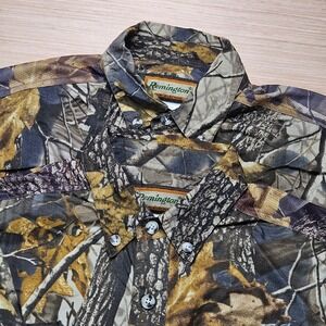 Remington Camouflage Long Sleeve Button Down Shirt Mens M Realtree Hardwoods Lot